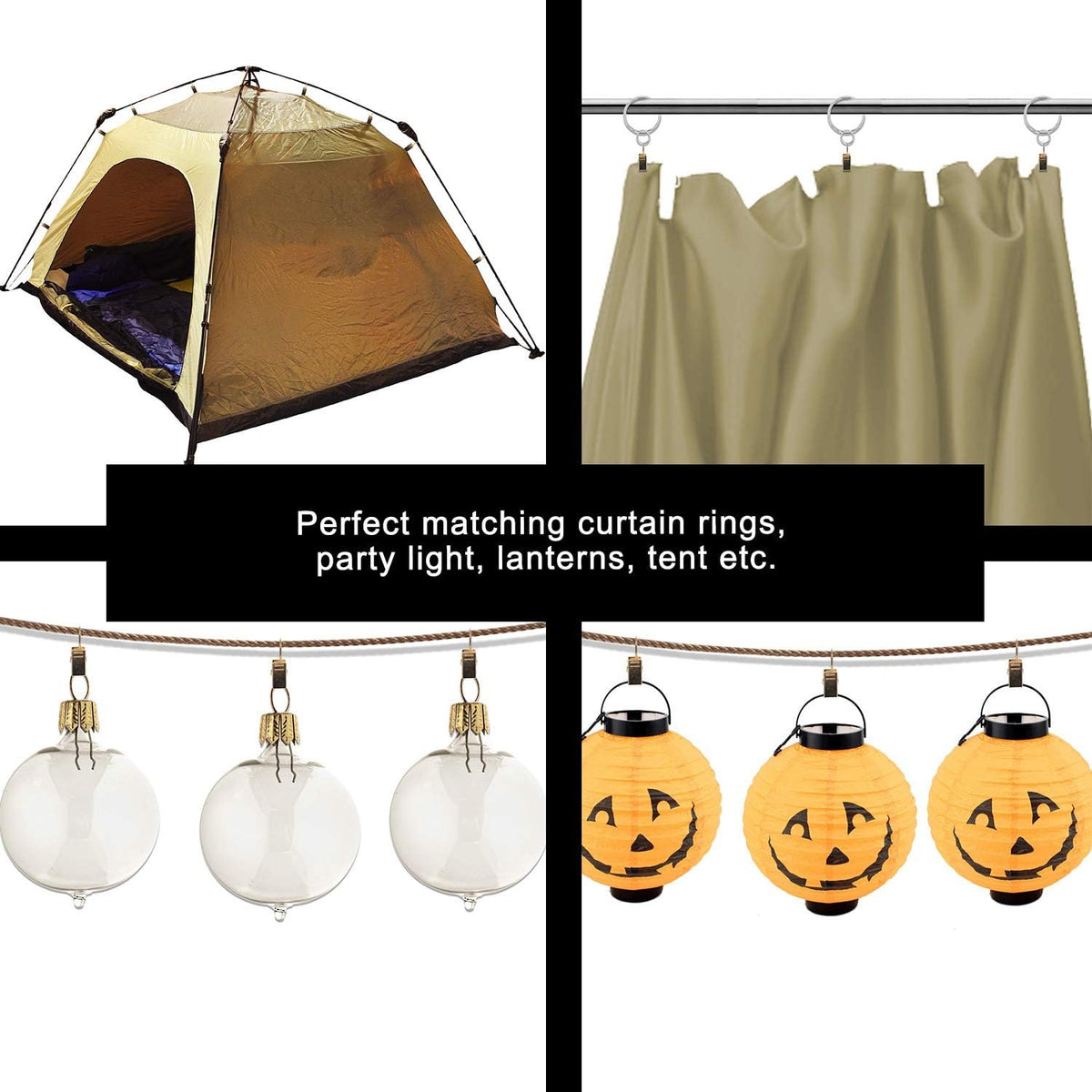 Small Curtain Clips Gold - 100 Pack Stainless Steel Curtain Hooks for Hanging Party String Lights Indoor, Art Crafts, Christmas Wedding Decoration (Light Gold)