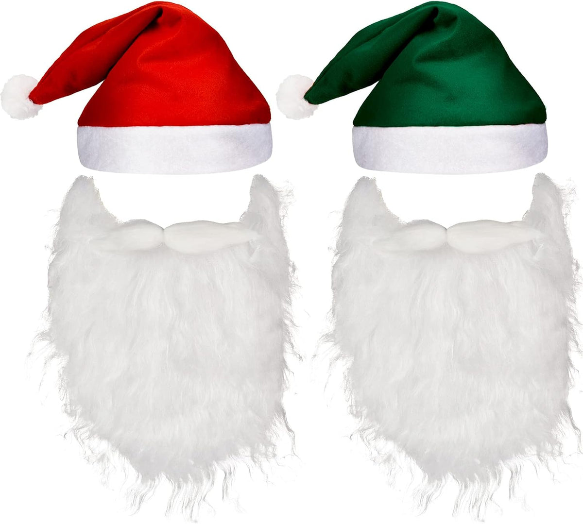 4 Pcs Christmas Santa Costume Santa Claus Hats and Beard Adults Beards Mustache, Hat Xmas Suit Decoration Men Women