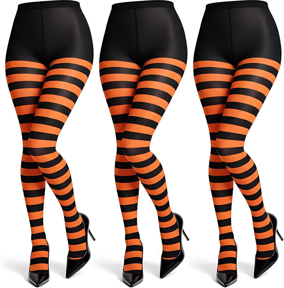3 Pairs Mardi Gras Striped Tights for Women Elastic Striped Leggings Footed Tights for Mardi Gras Costume