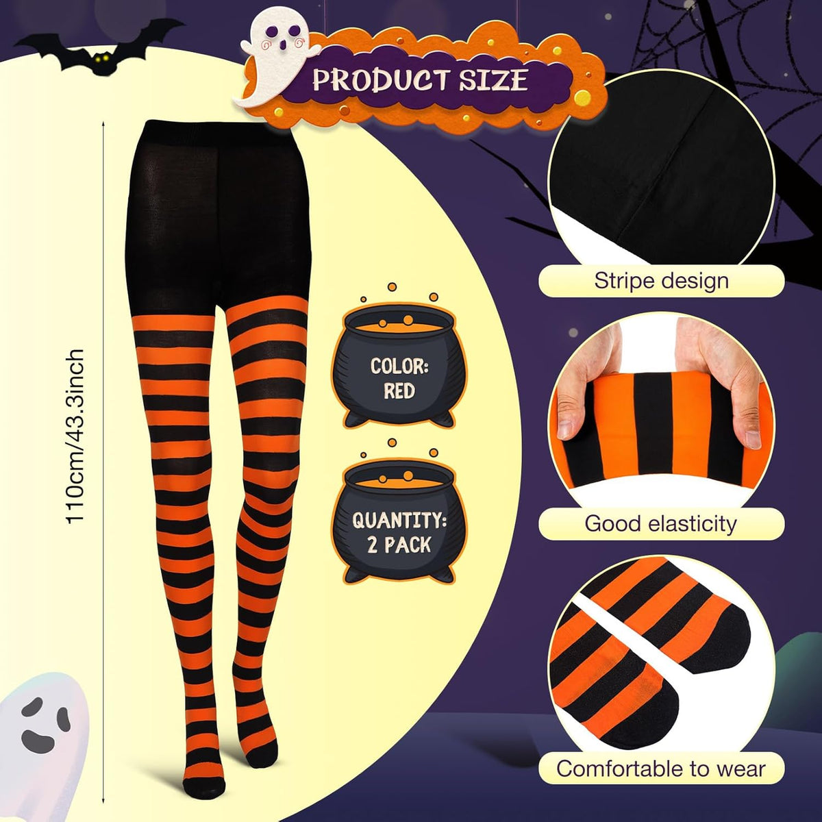 3 Pairs Mardi Gras Striped Tights for Women Elastic Striped Leggings Footed Tights for Mardi Gras Costume