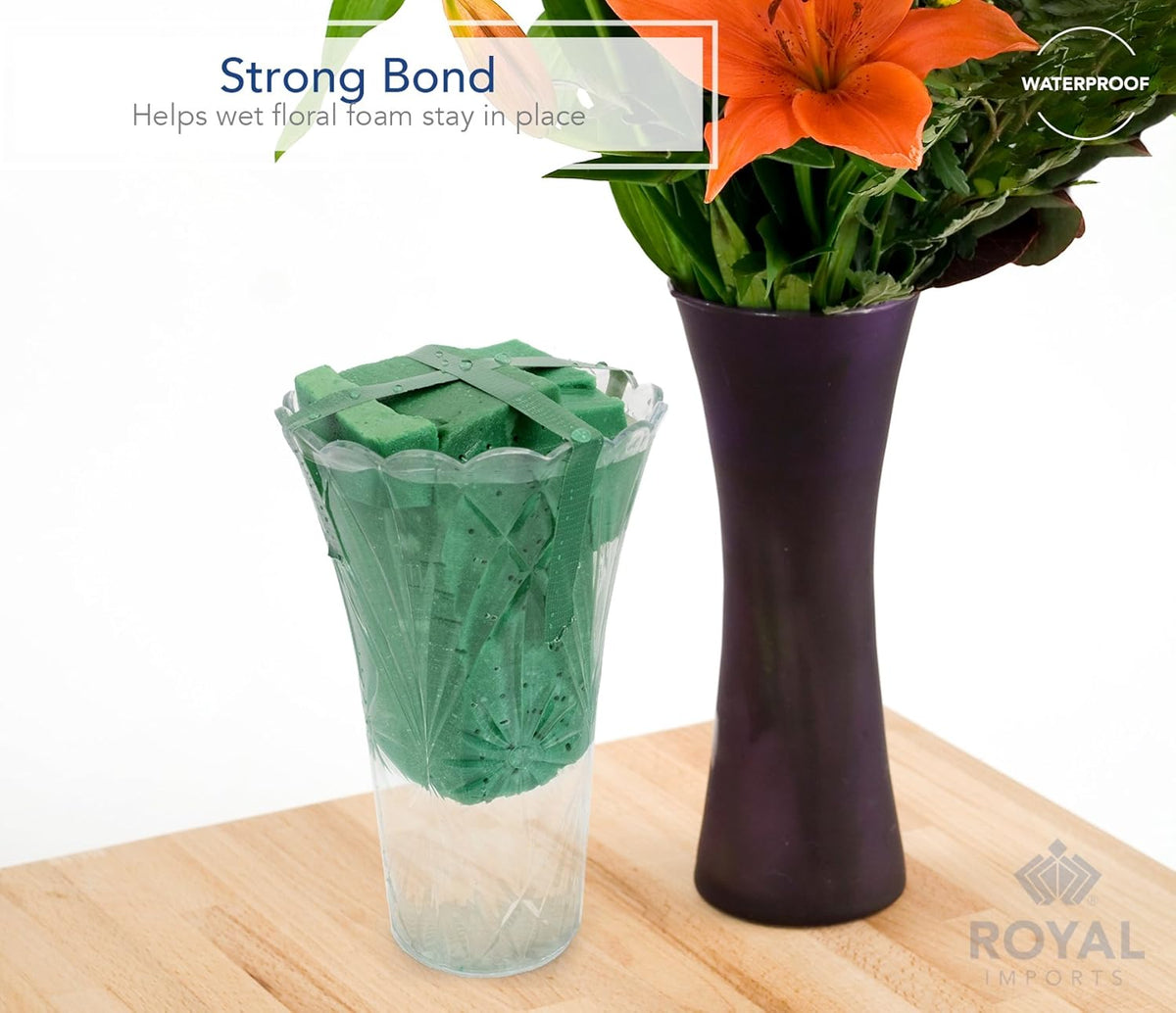 Floral Tape Green, Flower Stem Wrap Adhesive Waterproof Florist Tape for Decorative Bouquets Arranging and Crafts - 0.5" (60 Yd/180Ft) - 1 Roll