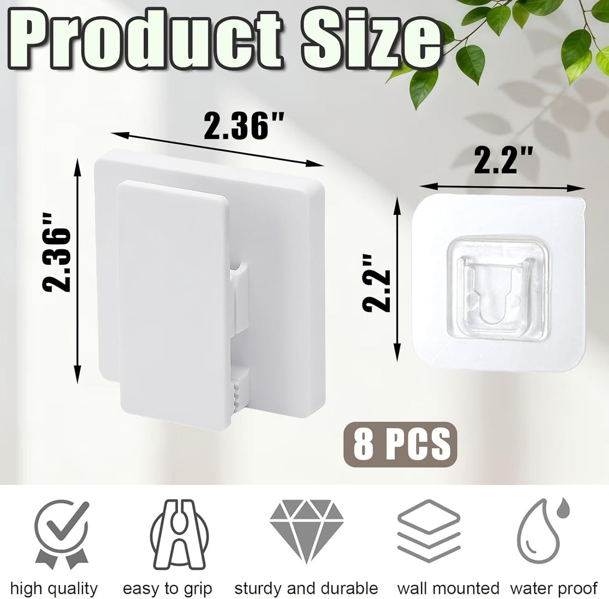 8 Pack Large Self Adhesive Clips Wall Tapestry Hanger No Drilling Adhesive Towel Holder Wall Tapestry Clips for Hanging Posters Photos Postcard Clip for Home Office School Decor (White)