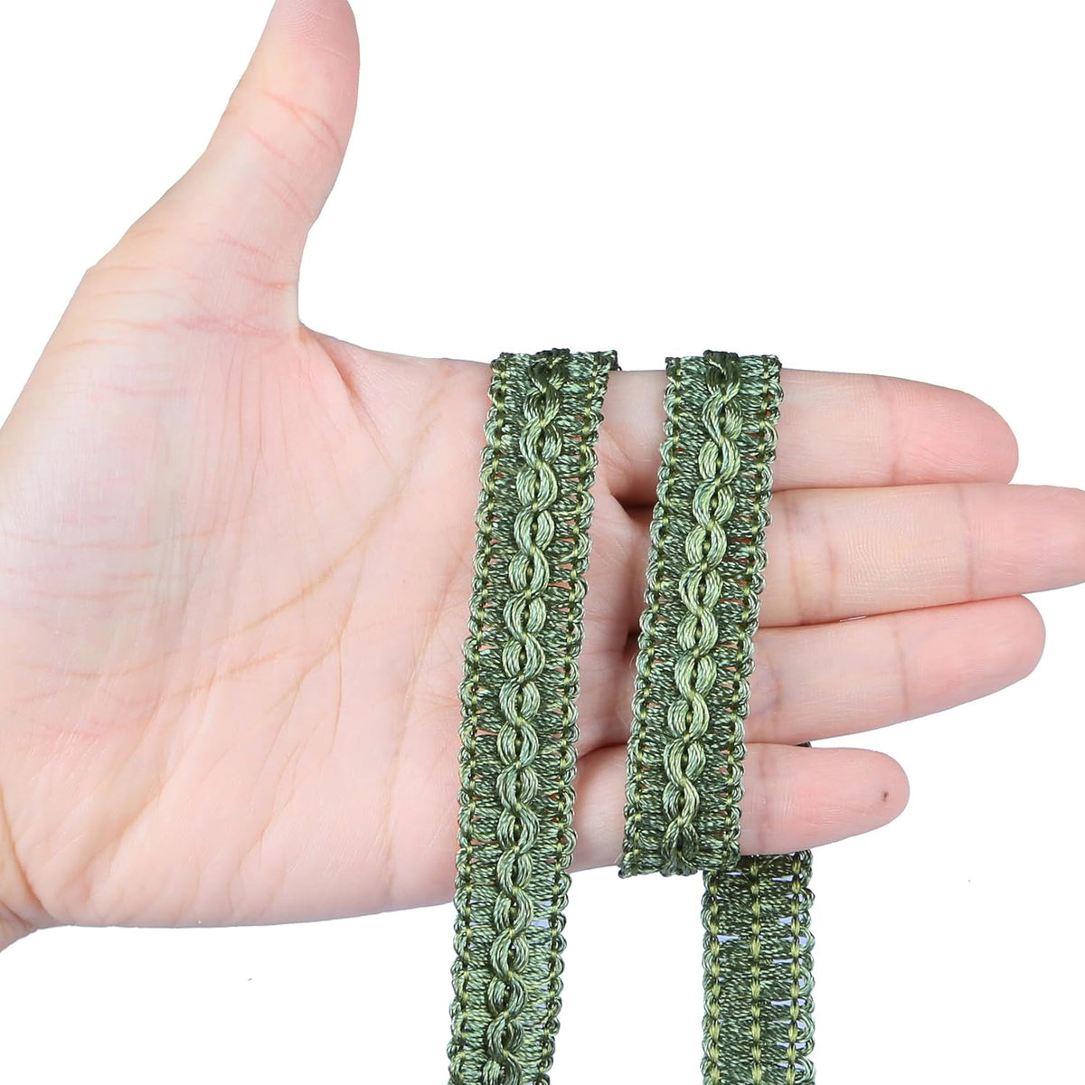 Gimp Braid Trim Cord 1.6 cm/0.63 inch Wide, 10 Yard Handmade Polyester Basic Trim, Fabric Trim for Upholstery, Sewing, Curtains, DIY Costumes, Slipcover, Home Deco (Green, 10 Yard)