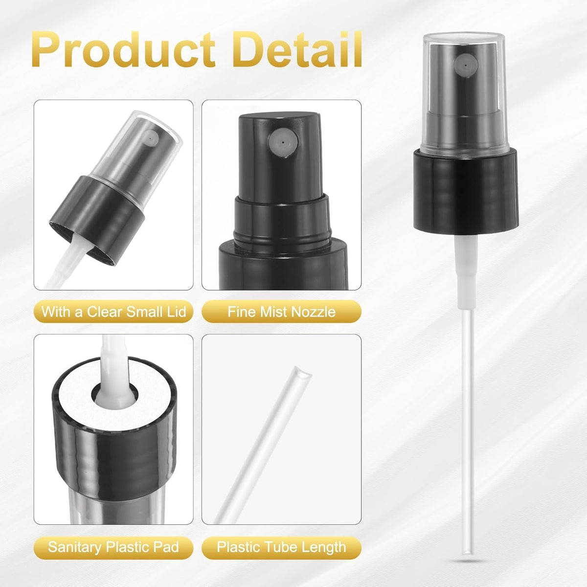 12 Pcs Black Spray Top, 20/410 Fine Mist Sprayer Reusable Replacement Spray Bottle Pump Plastic Top for Cosmetic Perfume and Body Sprays Bottle