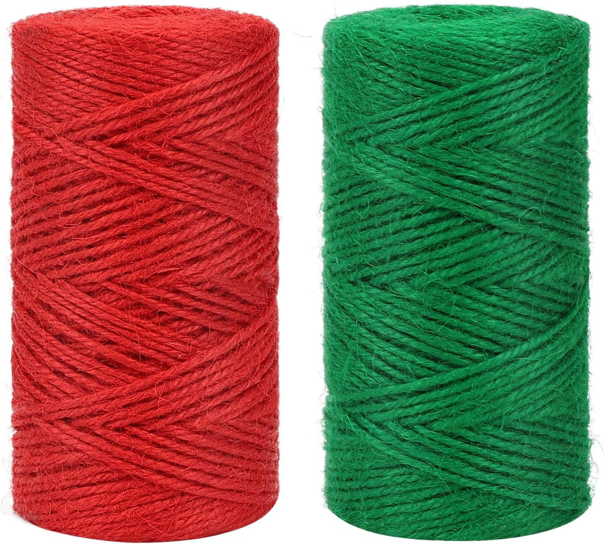 Red Green Jute Twine, 328 Feet x 2 Rolls 2mm Colored Christmas Twine String for Gift Wrapping, Holiday Decorations, Bundling, Gardening, DIY Crafts