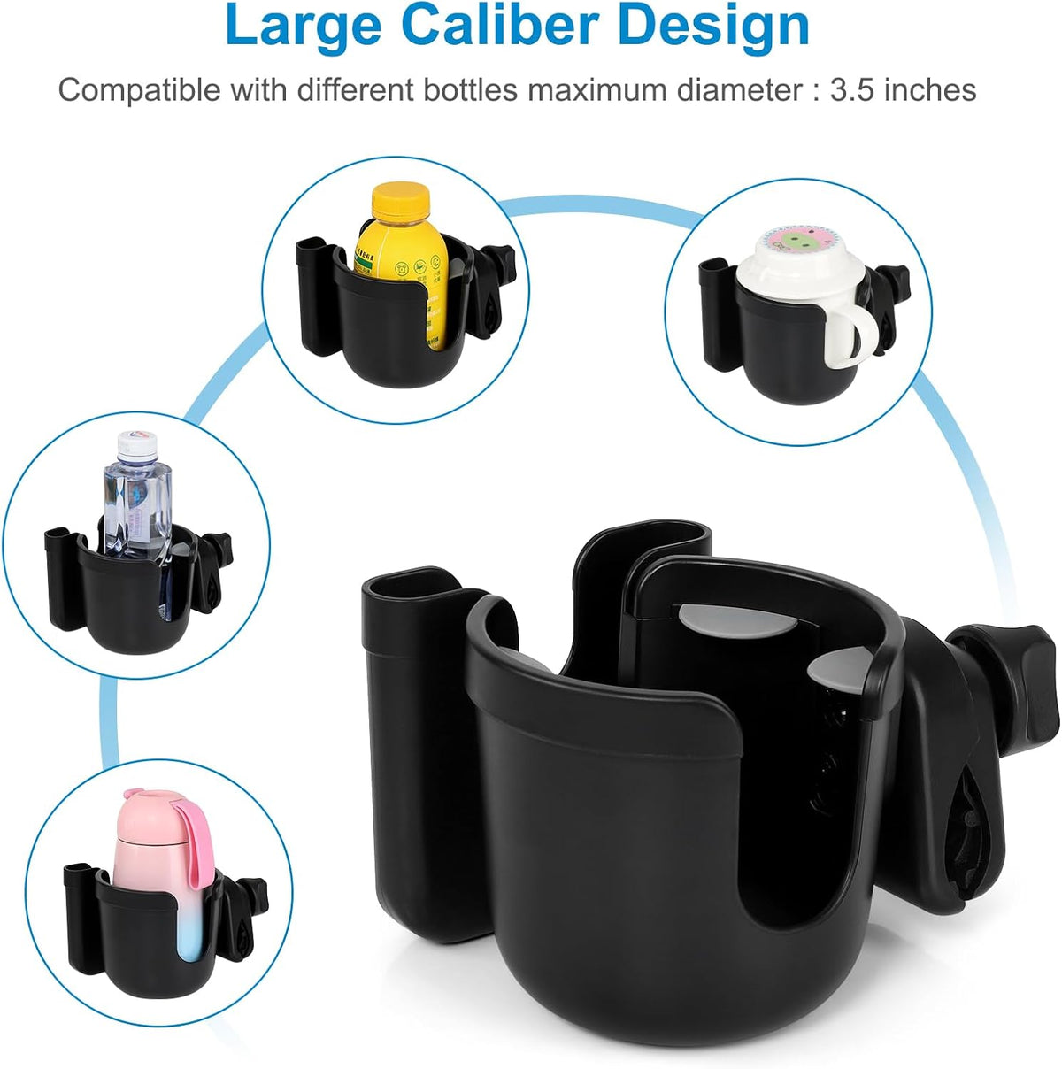 2-in-1 Walker Cup Holder with Phone Holder, Wheelchair Cup Holder, Rollator Cup Holder, Cup Phone Holder for Walker, Wheelchair, Rollator, Mobility Scooter