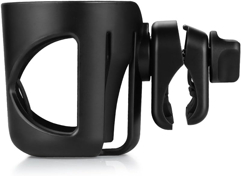Universal Cup Holder, Stroller Cup Holder, 360° Rotatable Large Caliber Designed Bottle Holder for Stroller, Bike, Wheelchair, Walker, Scooter, Black