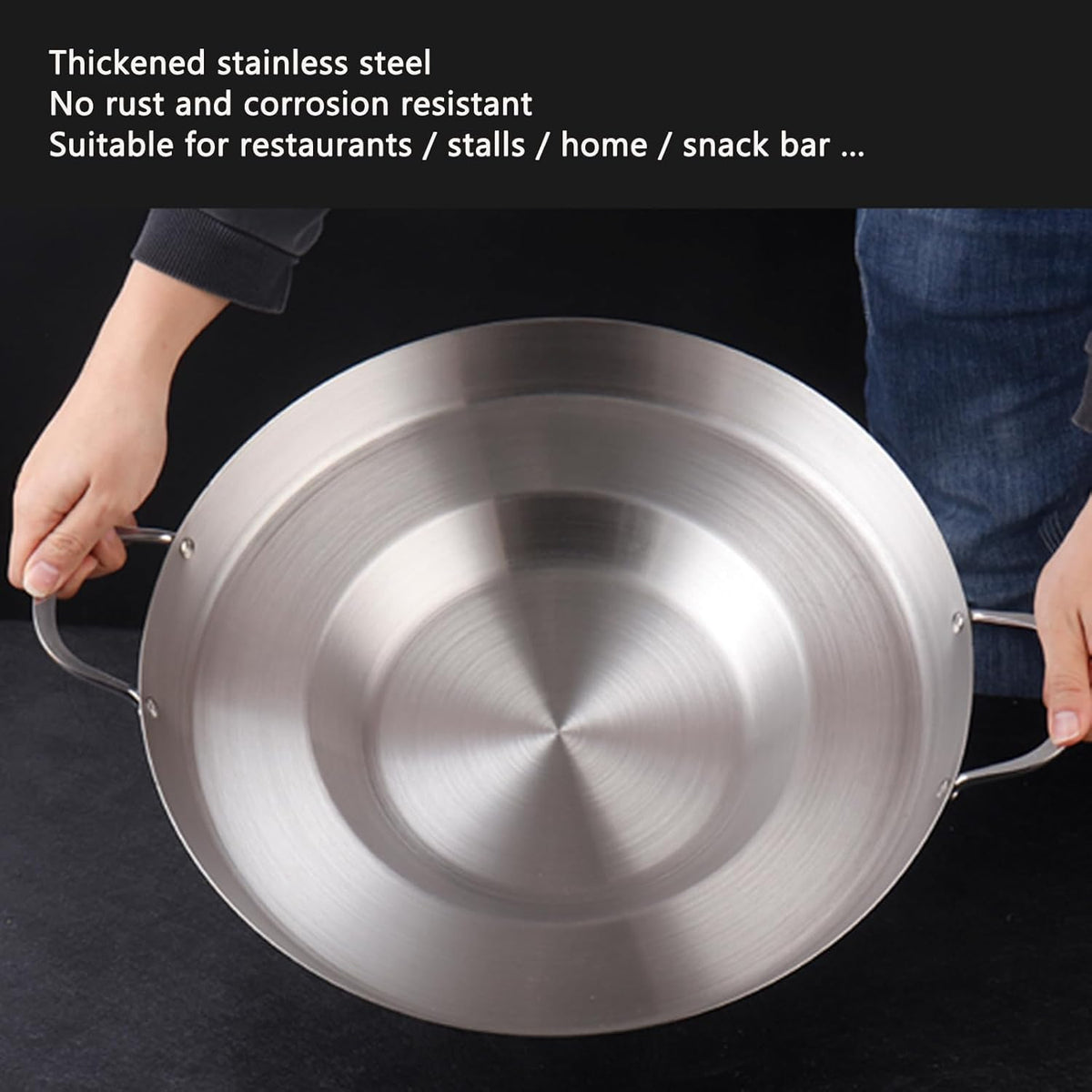 38cm Multifunctional Grill Pan with Double Handles - Silver - Suitable for Induction Gas and Barbecue - Camping Cooking Pan