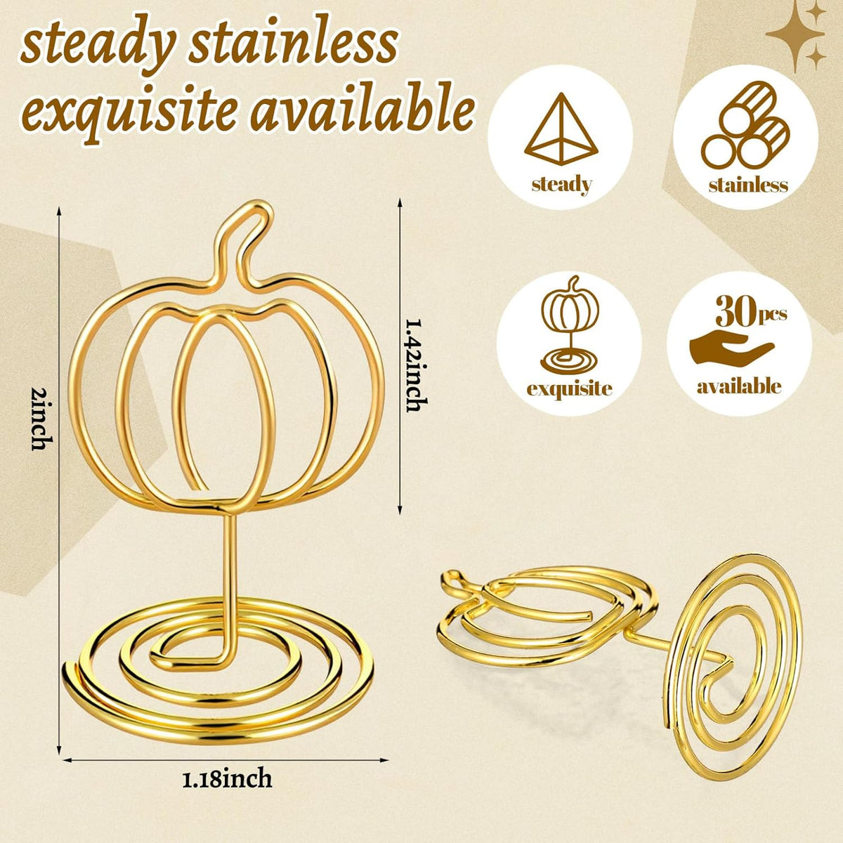 30 Pack Gold Pumpkin Table Decorations 5cm - Autumn Festival Ornaments