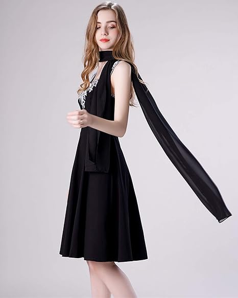 Women's Chiffon Scarf 175x70cm Black Beige Soft Lightweight Shoulder Wrap for Travel