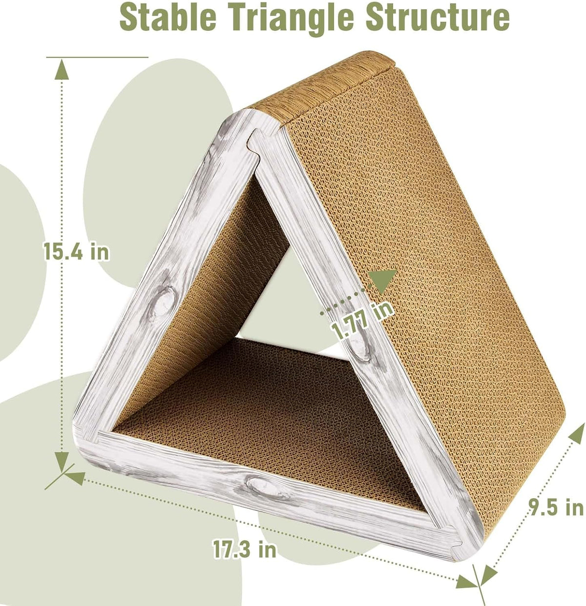 Foldable Triangle Cat Scratcher - 6 Usable Sides Cat Scratcher for Indoor Cats - Vertical Cat Board Pads