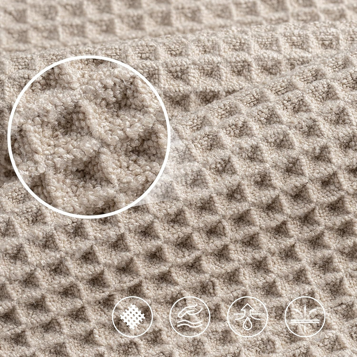 430 GSM Microfiber Oversize Quick Dry Lint Free Bath Towel, 60 x 30 in, 4 Pack (Waffle Weave)