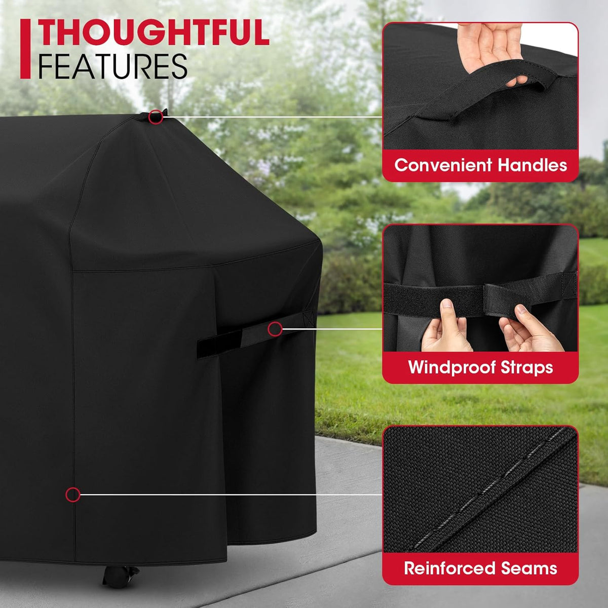 58 Inch Grill Cover for Weber Genesis II, LX 300 Series and Genesis 300 Series Gas Grills, Heavy Duty Waterproof Fade Resistant BBQ Cover, All Weather Protection, Compared to Weber 7130