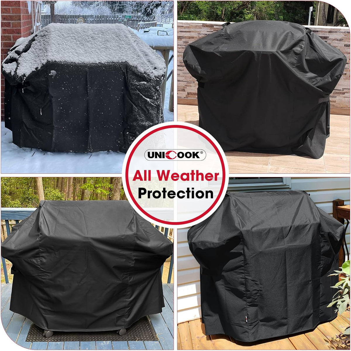 58 Inch Grill Cover for Weber Genesis II, LX 300 Series and Genesis 300 Series Gas Grills, Heavy Duty Waterproof Fade Resistant BBQ Cover, All Weather Protection, Compared to Weber 7130