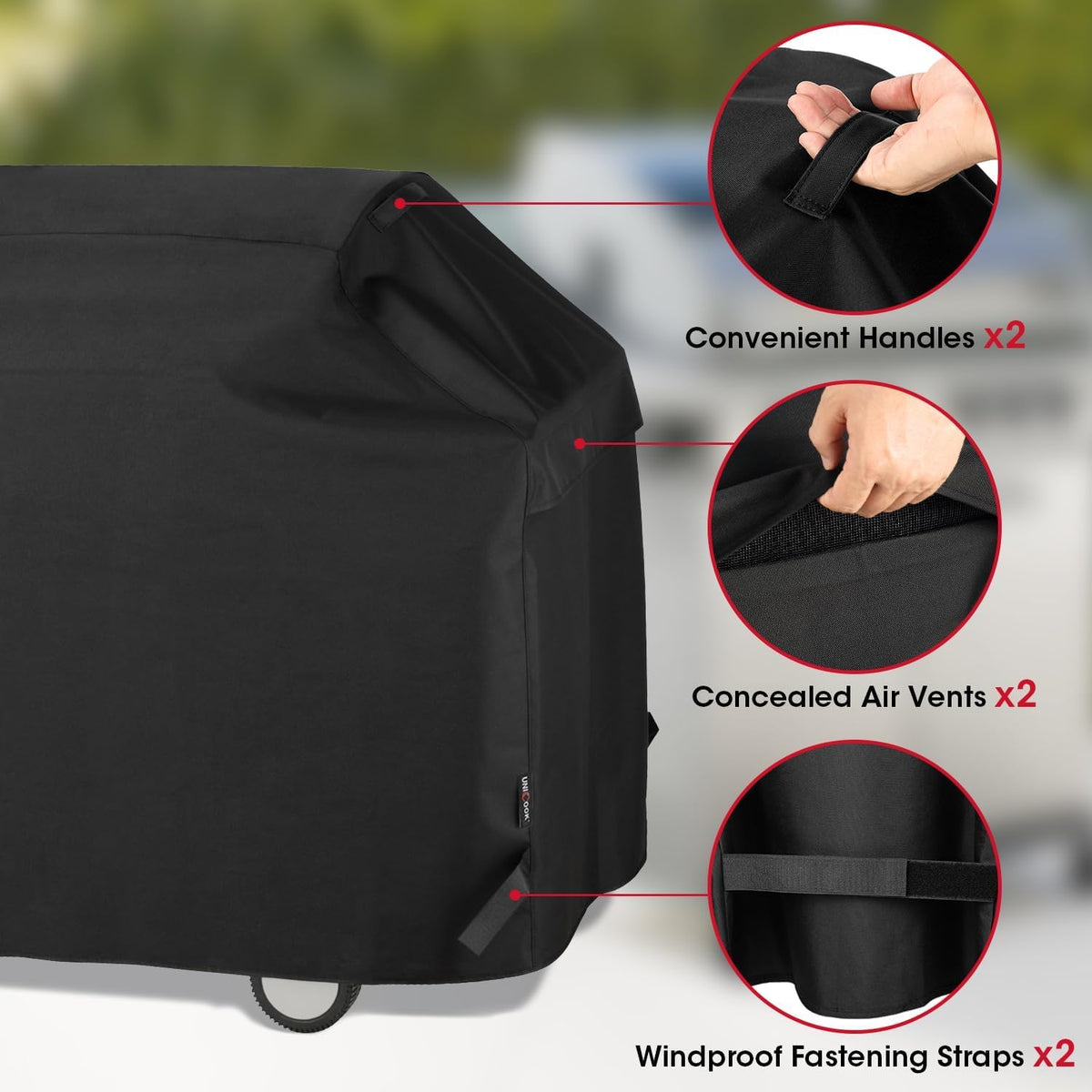 Heavy Duty Waterproof Barbecue Gas Grill Cover, 65-inch BBQ Cover, Special Fade and UV Resistant Material, Durable and Convenient, Fits Grills of Weber Char-Broil Nexgrill Brinkmann and More