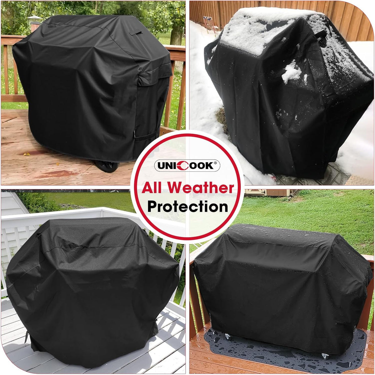 Grill Cover 60 Inch, Heavy Duty Waterproof Gas Grill Cover for Outside, Fade Resistant Outdoor Barbecue Protector, Compatible with Weber Char-Broil Nexgrill BBQs up to 58" Wide
