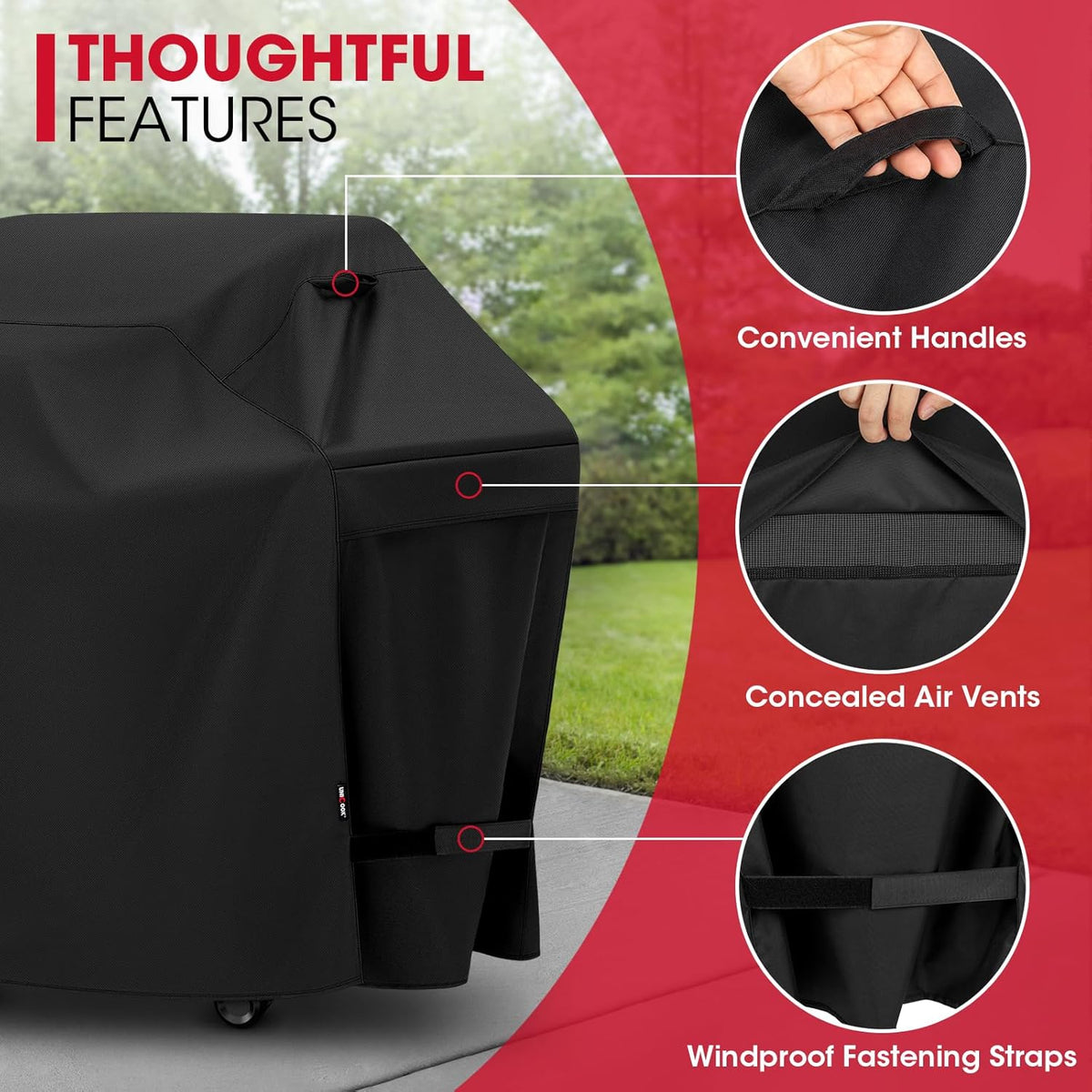 Grill Cover 60 Inch, Heavy Duty Waterproof Gas Grill Cover for Outside, Fade Resistant Outdoor Barbecue Protector, Compatible with Weber Char-Broil Nexgrill BBQs up to 58" Wide
