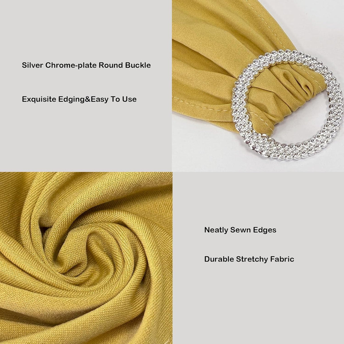 Spandex Chair Sashes Bands 50PCS Stretch Chair Ties Bows with Buckle Slider for Wedding Party Banquet Decoration (Gold)…