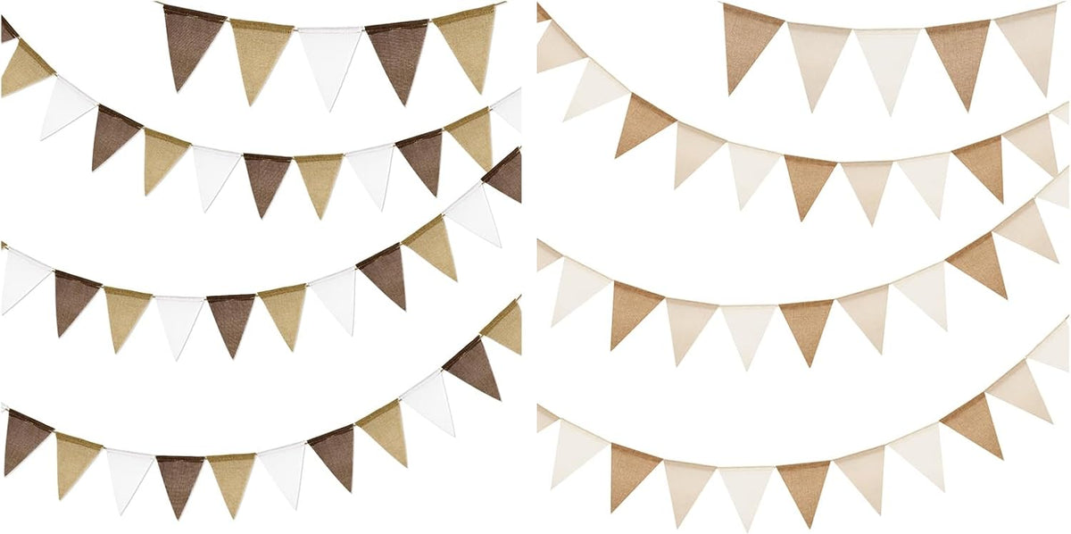 Pre-Strung Burlap Pennant Banners, 39Ft Colorful Fabric Triangle Flag Bunting, 36-Piece Pennant Banner Flag Garland for Birthday, Holiday, and Theme Party Decorations