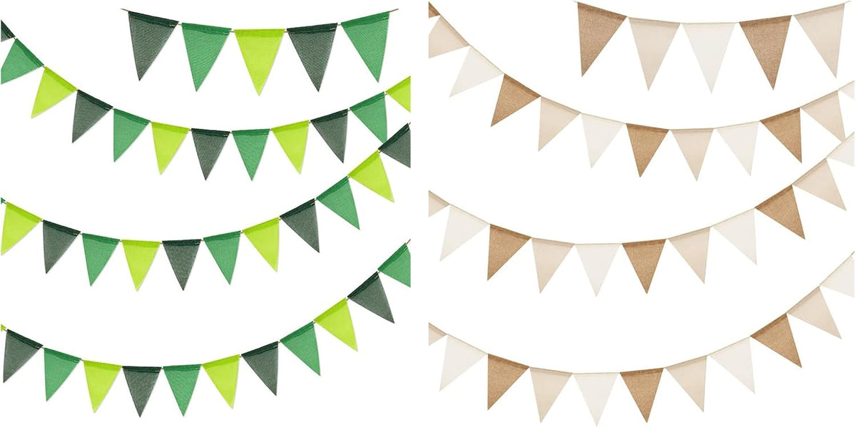 Pre-Strung Burlap Pennant Banners, 39Ft Colorful Fabric Triangle Flag Bunting, 36-Piece Pennant Banner Flag Garland for Birthday, Holiday, and Theme Party Decorations