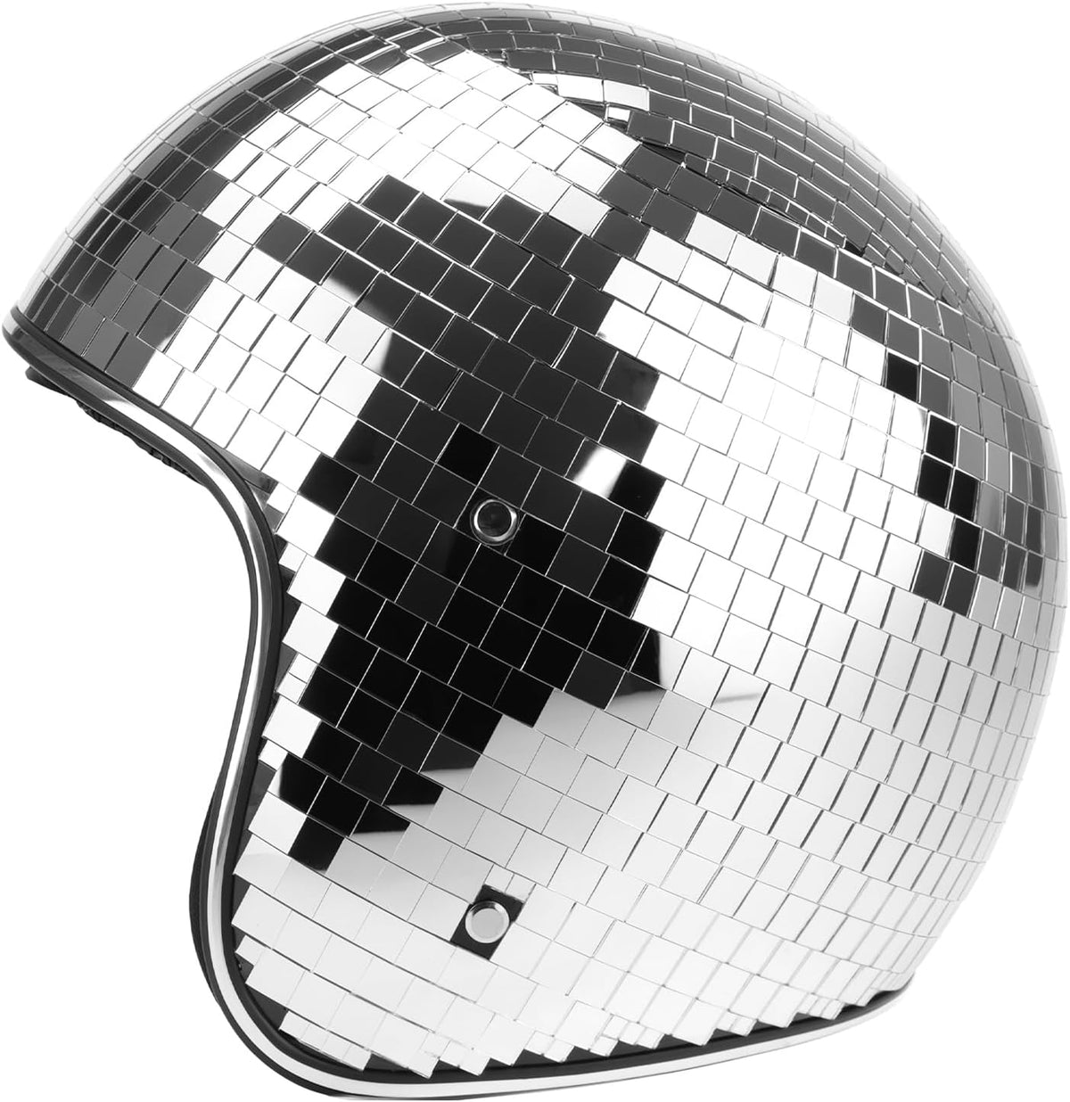 Disco Ball Helmet Party Decoration with Retractable Visor and Cowboy Hat Design - Handmade Glitter Glass Cap, 39 oz. Weight