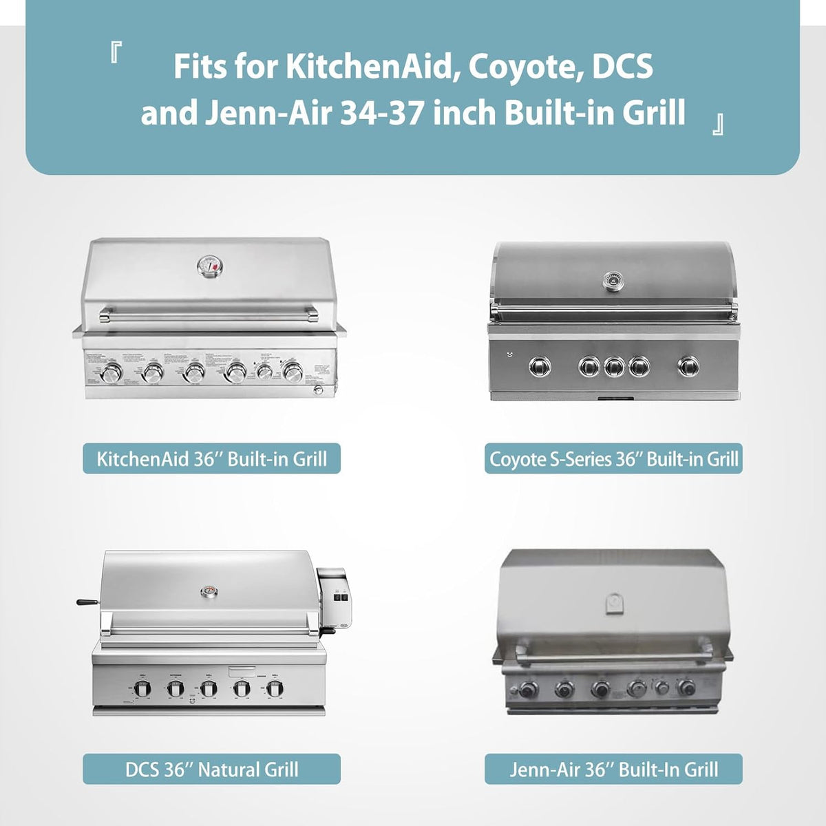 38'' Built-in Grill Cover for Coyote, DCS, Jenn-Air, KitchenAid, and Lynx, Waterproof & Windproof Island Grill Top Cover, 38" W x 28" D x 24" H