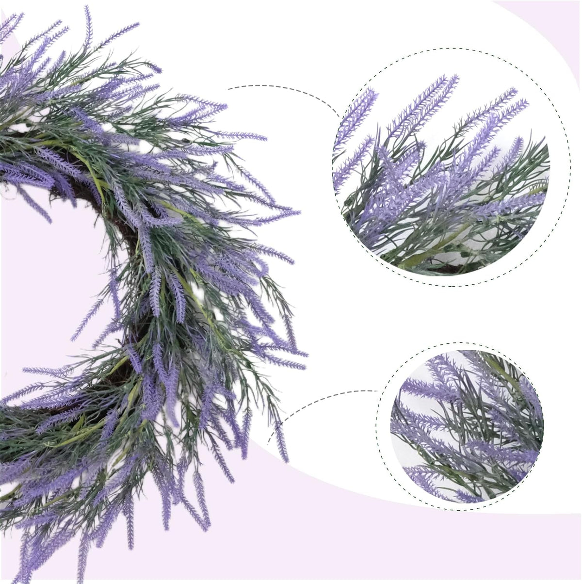 22" Soft Touch Lavender Wreath for Front Door - Spring Summer Purple Flower Wreath for Indoor Outdoor, Rustic Farmhouse Winter Wreath, All Seasons Lavender Door Wreath Home Decor