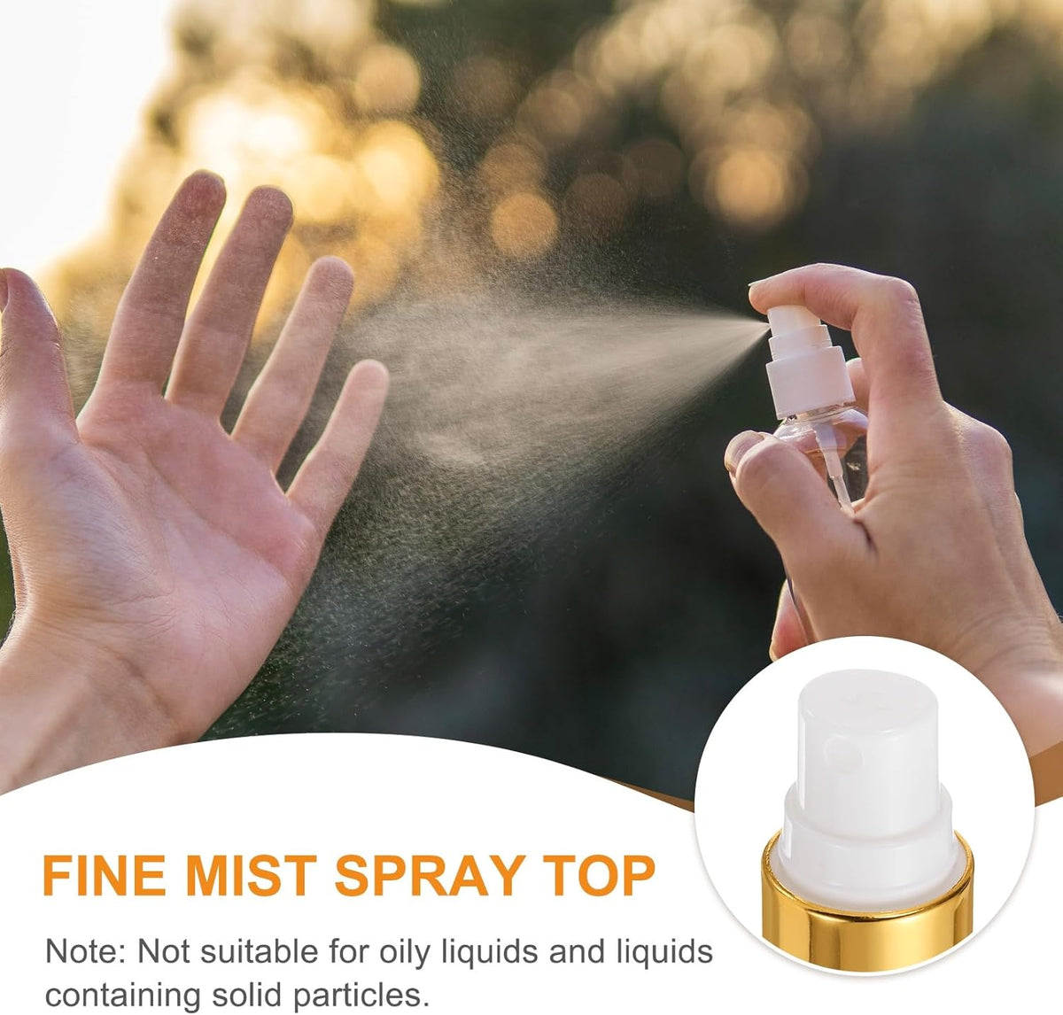24 Pcs Gold White Spray Top, 24/410 Fine Mist Sprayer Reusable Replacement Spray Bottle Pump Plastic Top for Cosmetic Perfume and Body Sprays Bottle