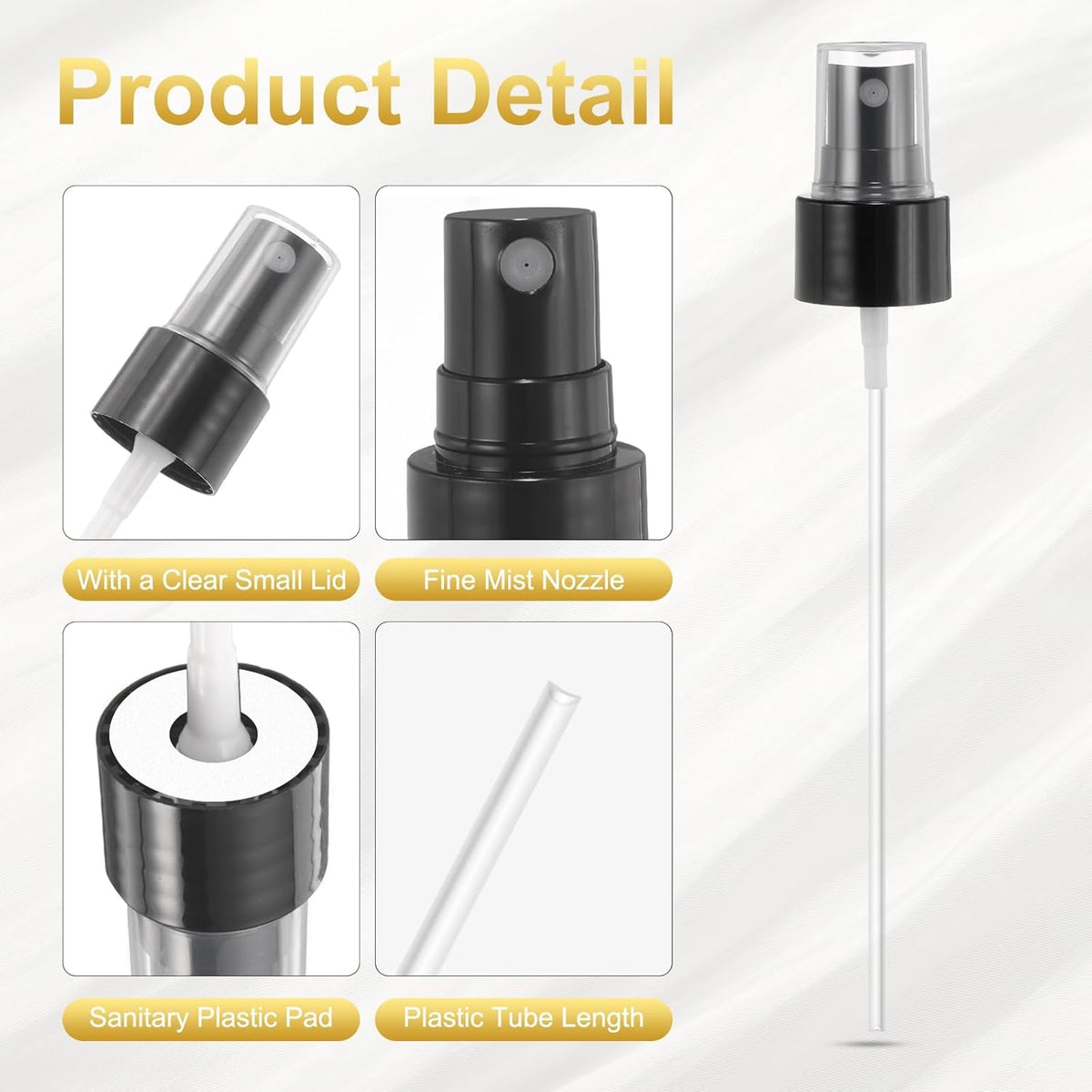 12 Pcs Black Spray Top, 24/410 Fine Mist Sprayer Reusable Replacement Spray Bottle Pump Plastic Top for Cosmetic Perfume and Body Sprays Bottle