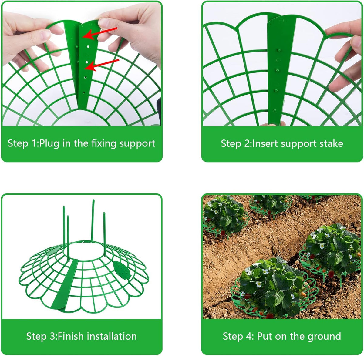 15Pack Strawberry Supports - Strawberry Plant Support Stand Strawberry Growing Racks Protector Strawberry Growing Frame Holder Cage (15, B)