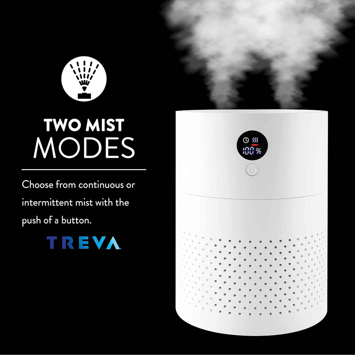 Portable Cool Mist Humidifier 2 Liter Capacity Rechargeable Battery Powered 2 Misting Modes Led Display Panel and Auto Shut Off