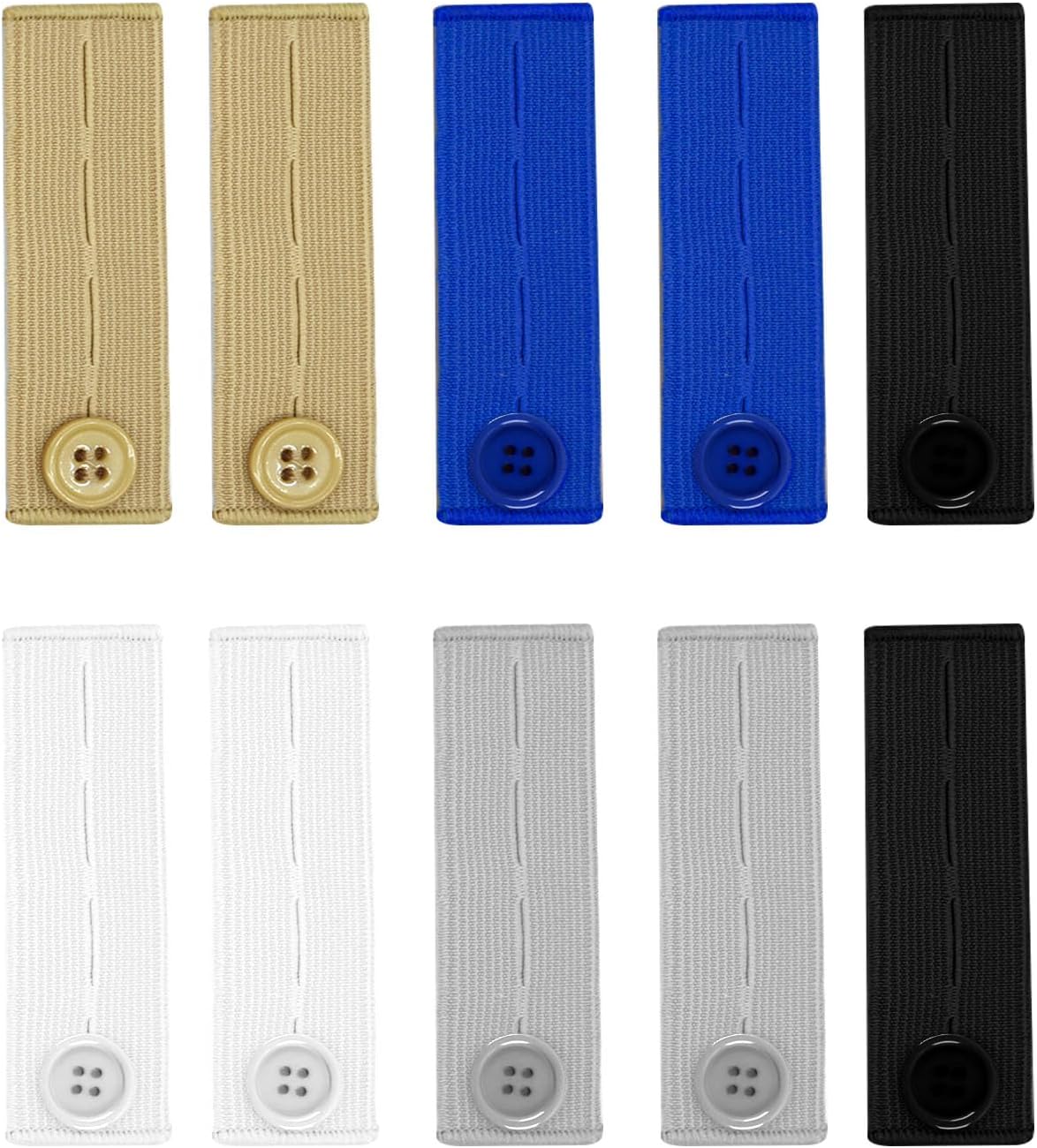 10Pcs Button Extenders for Jeans,Waistband Extenders for Women Men Pants Elastic Band Pants Button Extender Adjustable Waistband Extenders No Sew Jeans Waist Extension(5 Colors)