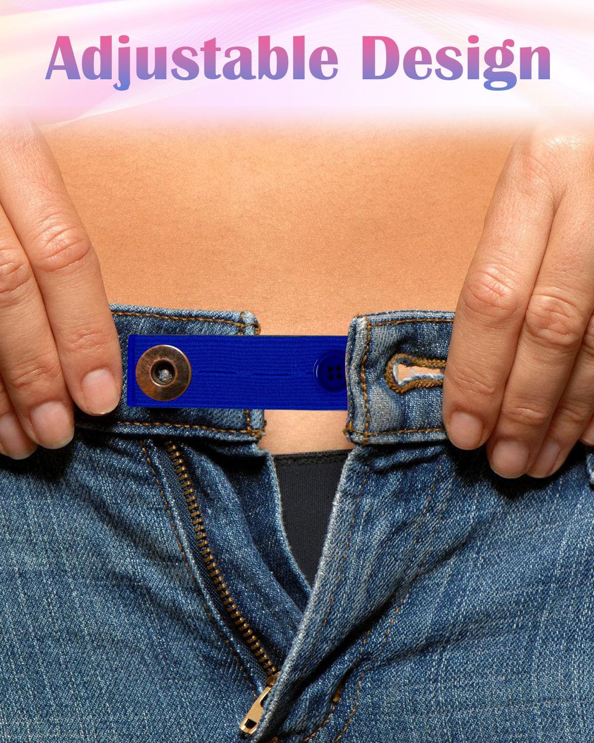10Pcs Button Extenders for Jeans,Waistband Extenders for Women Men Pants Elastic Band Pants Button Extender Adjustable Waistband Extenders No Sew Jeans Waist Extension(5 Colors)
