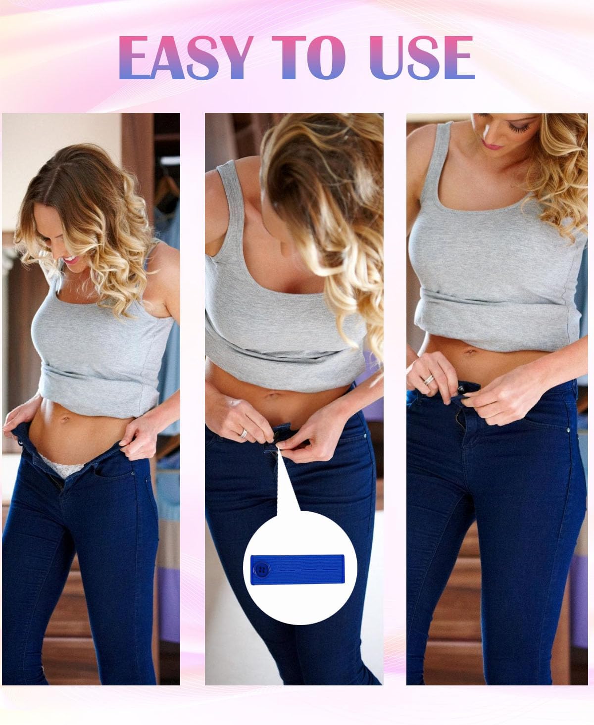 10Pcs Button Extenders for Jeans,Waistband Extenders for Women Men Pants Elastic Band Pants Button Extender Adjustable Waistband Extenders No Sew Jeans Waist Extension(5 Colors)