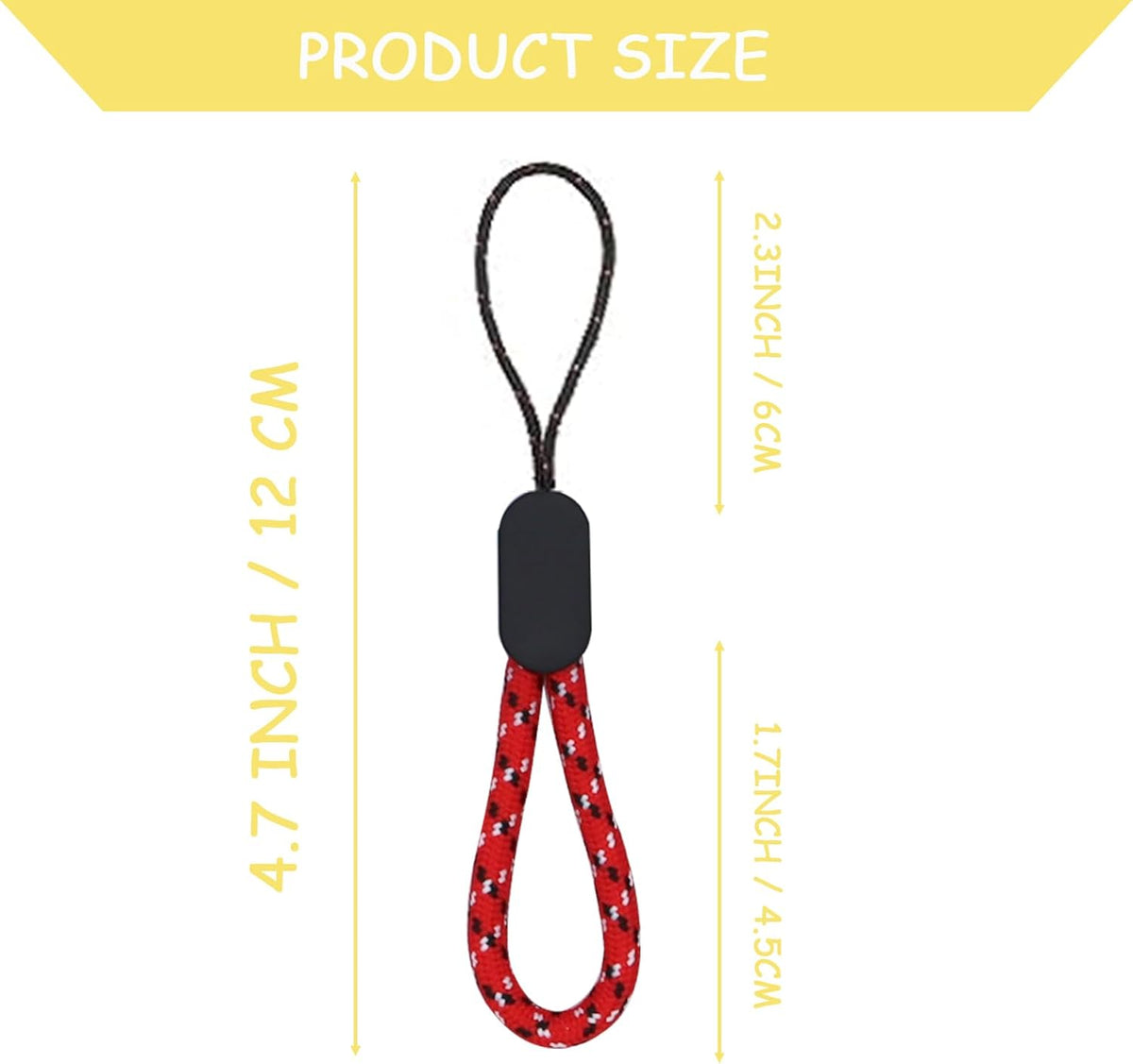 Finger Lanyard, 12 Pcs Short Wrist Lanyard 4.72in Nylon Hand Strap Keychain (6 Colors)