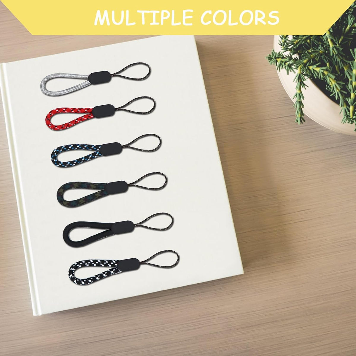 Finger Lanyard, 12 Pcs Short Wrist Lanyard 4.72in Nylon Hand Strap Keychain (6 Colors)