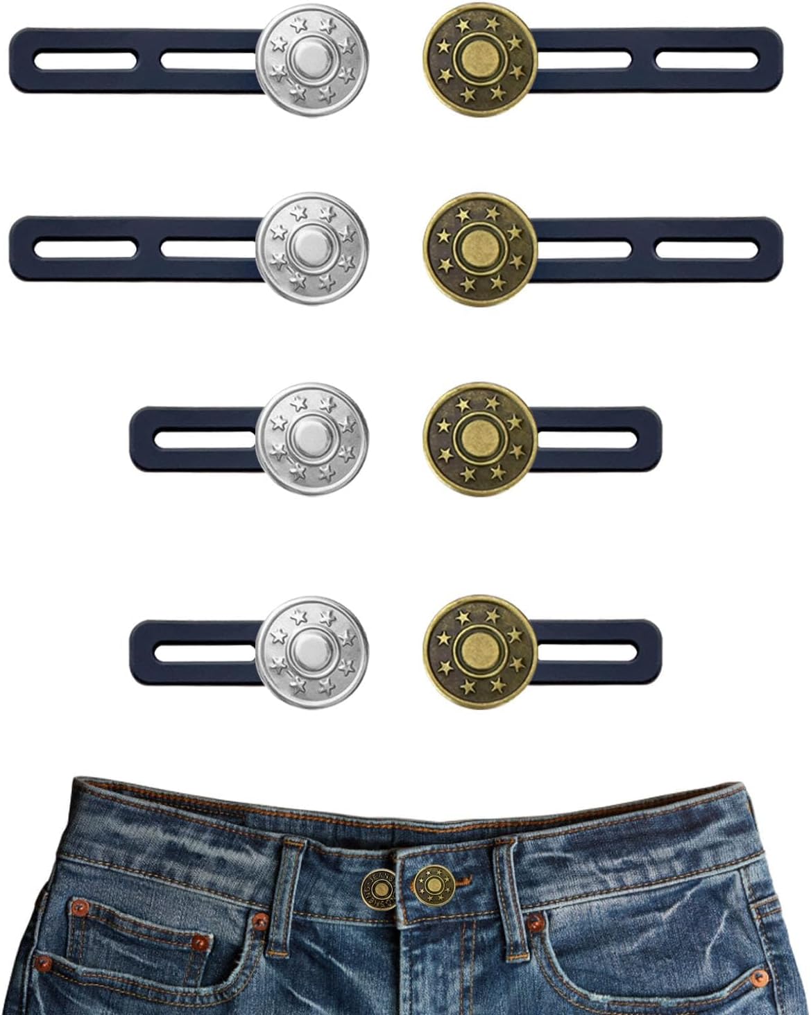 8Pcs Button Extenders for Jeans,Waistband Extenders for Women Men Pants 1.34-2.17 Inches Instant Pants Button Extender Adjustable Waistband Extenders No Sew Jeans Waist Extension