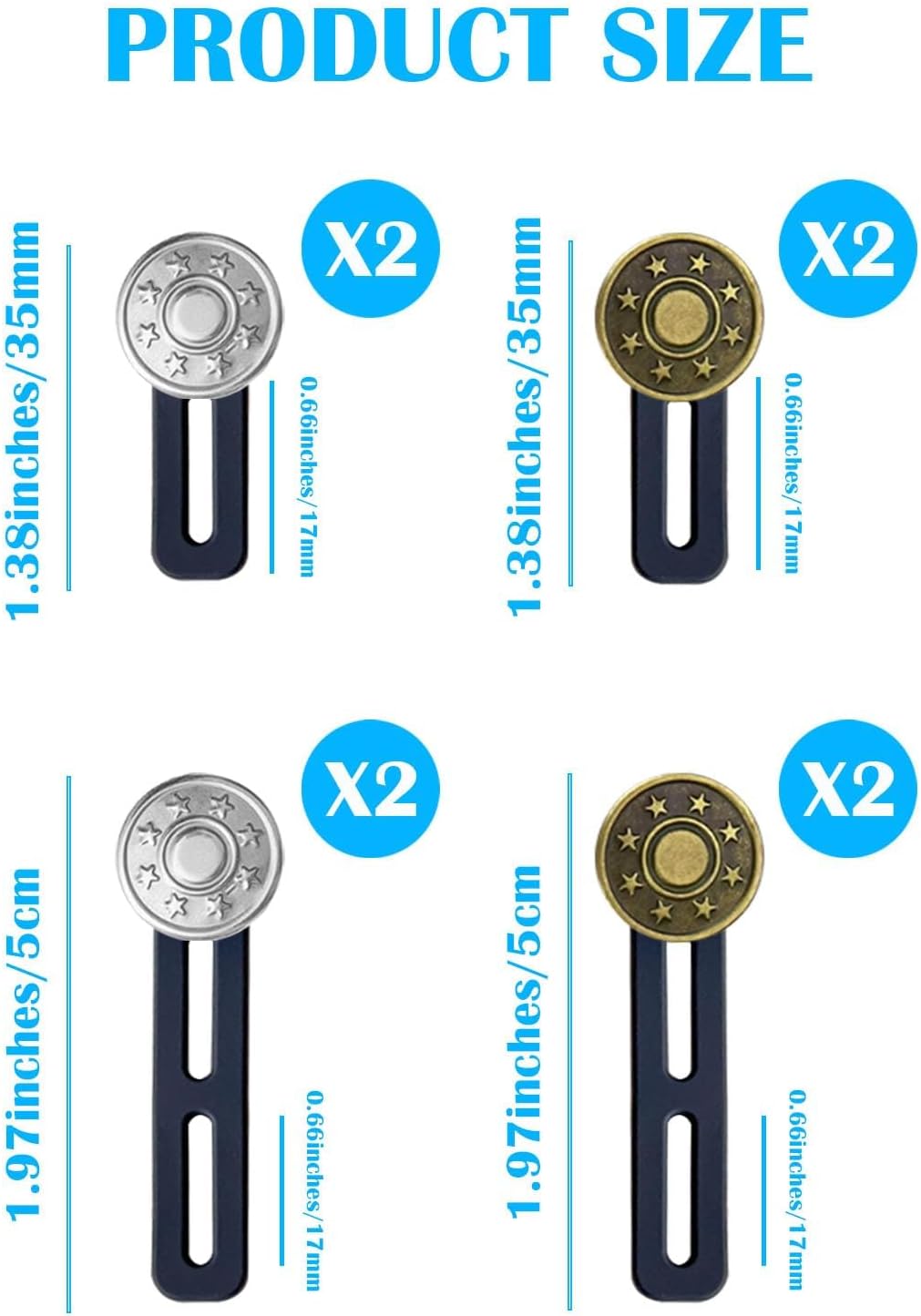 8Pcs Button Extenders for Jeans,Waistband Extenders for Women Men Pants 1.34-2.17 Inches Instant Pants Button Extender Adjustable Waistband Extenders No Sew Jeans Waist Extension