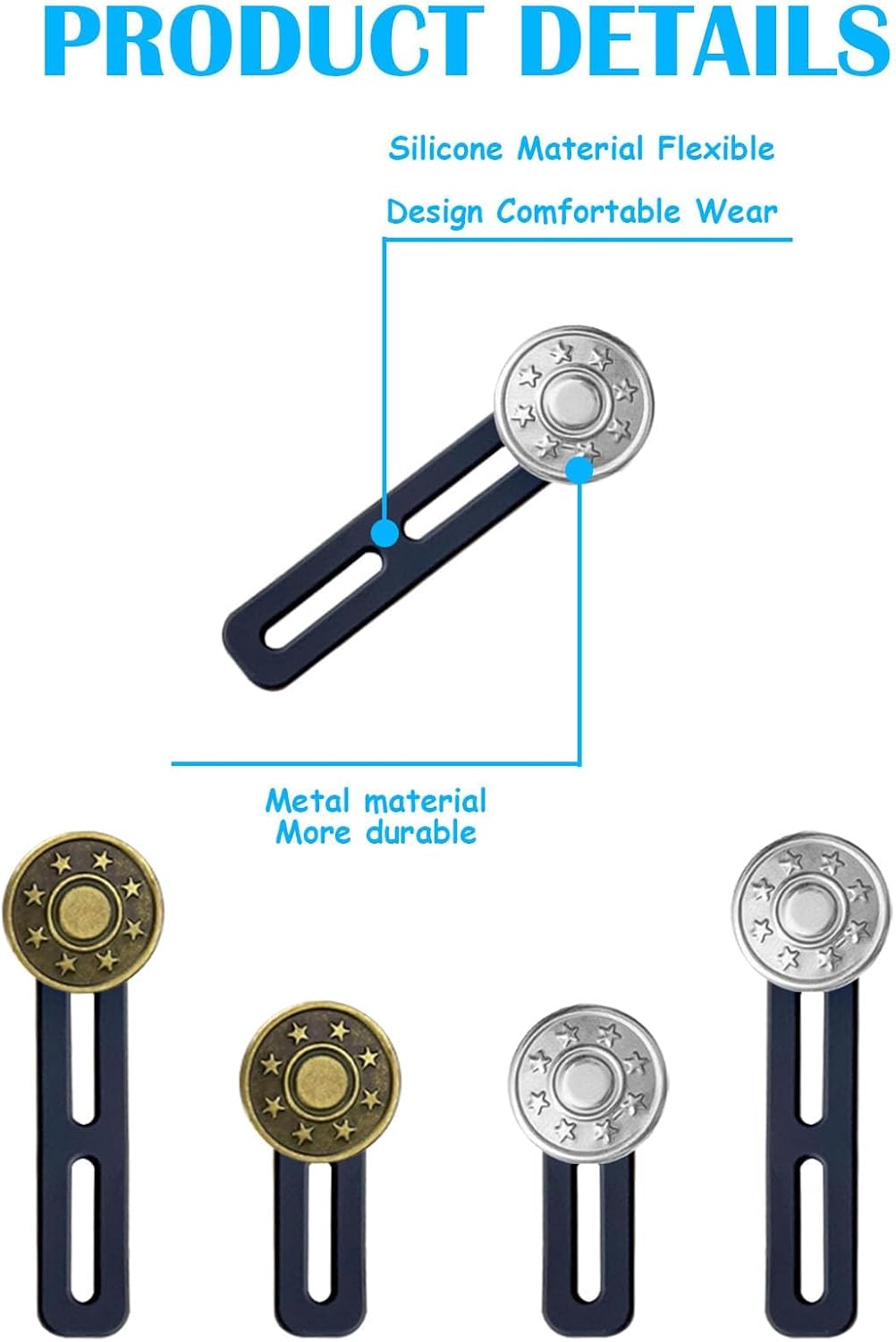 8Pcs Button Extenders for Jeans,Waistband Extenders for Women Men Pants 1.34-2.17 Inches Instant Pants Button Extender Adjustable Waistband Extenders No Sew Jeans Waist Extension