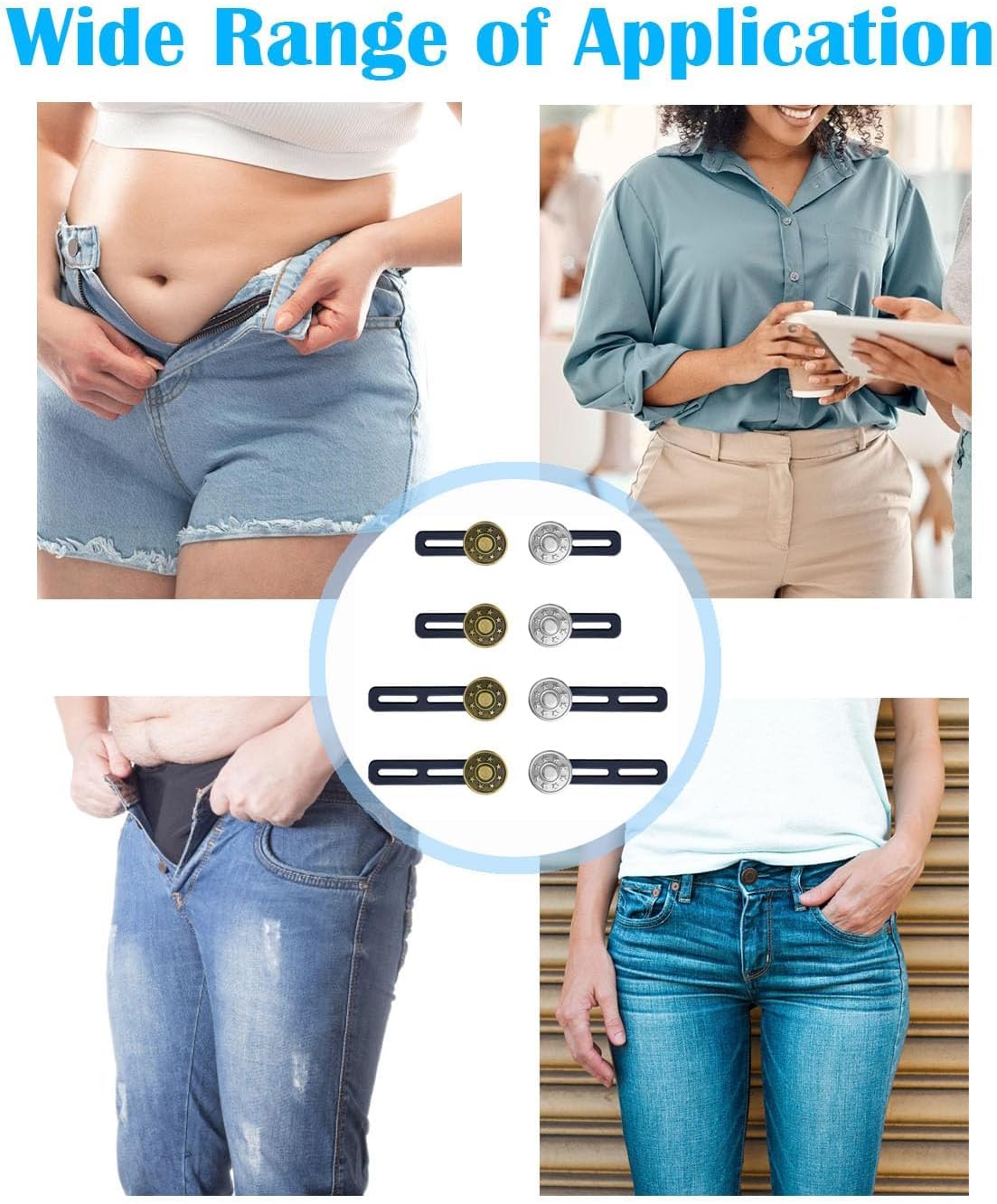 8Pcs Button Extenders for Jeans,Waistband Extenders for Women Men Pants 1.34-2.17 Inches Instant Pants Button Extender Adjustable Waistband Extenders No Sew Jeans Waist Extension