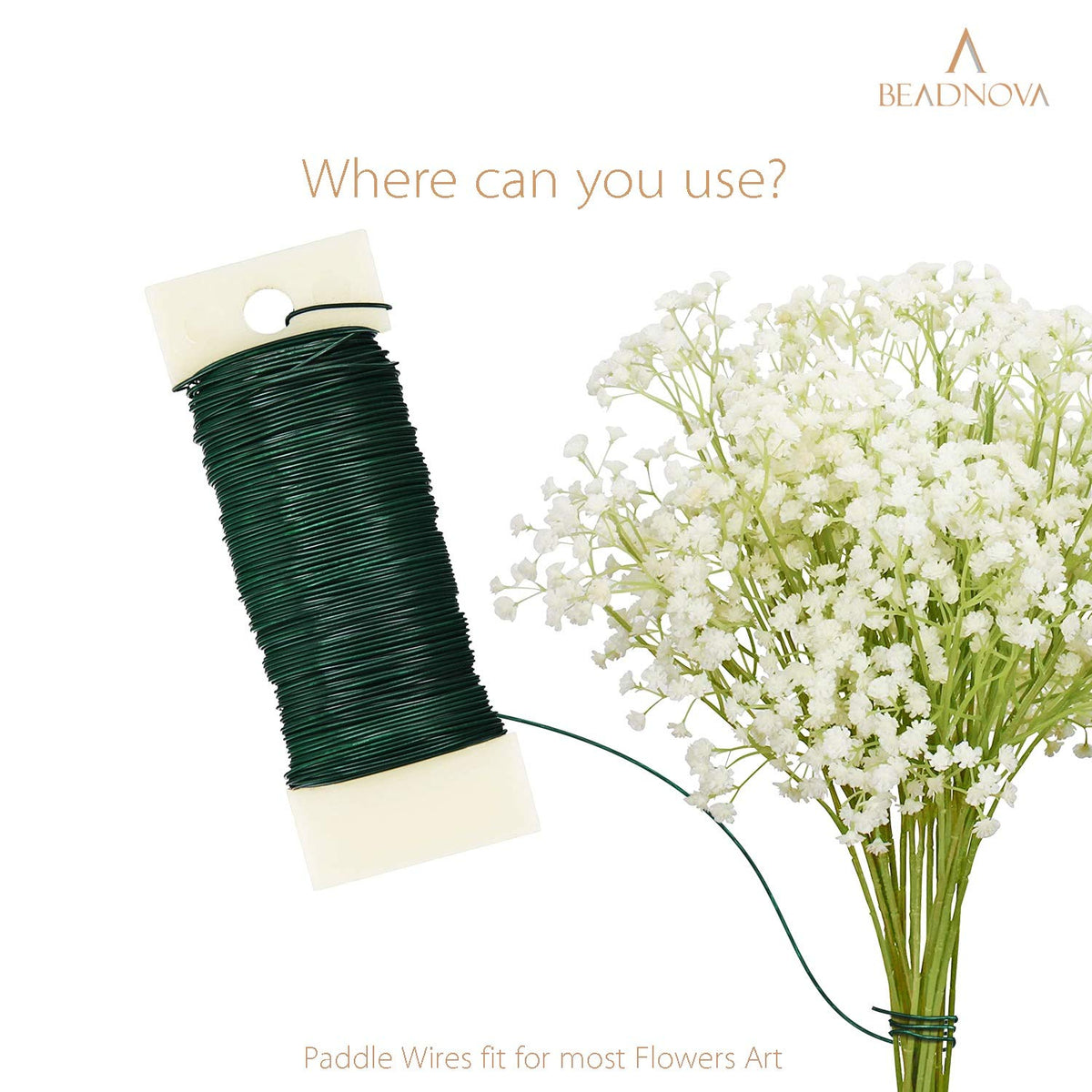 Floral Wire 38 Yards 22 Gauge Paddle Wire for Wreath Making Craft Florist Floral Flower Arrangements Garland
