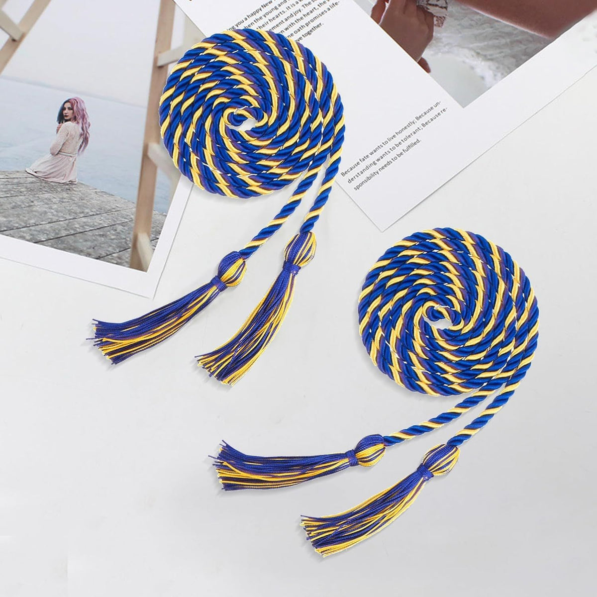 2Pcs Graduation Cords, Graduation Honor Cords, Graduation Cord 2026, 67" Long Braided Tassels Cords Graduation Ropes Cords Honor Cord for Bachelor Gown for Student Master Doctoral (Blue)