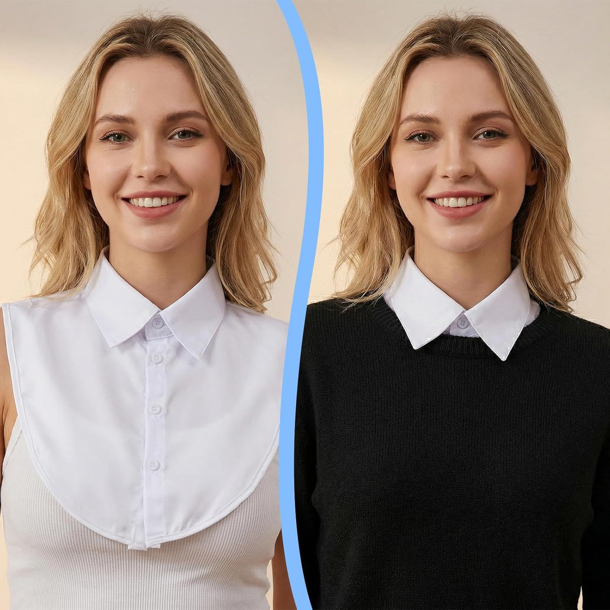 White Fake Collar for Women, Detachable Dickey Collar, Faux Collars Blouse Half Shirt Collars Tops for Daily Graduation Halloween Winter Christmas