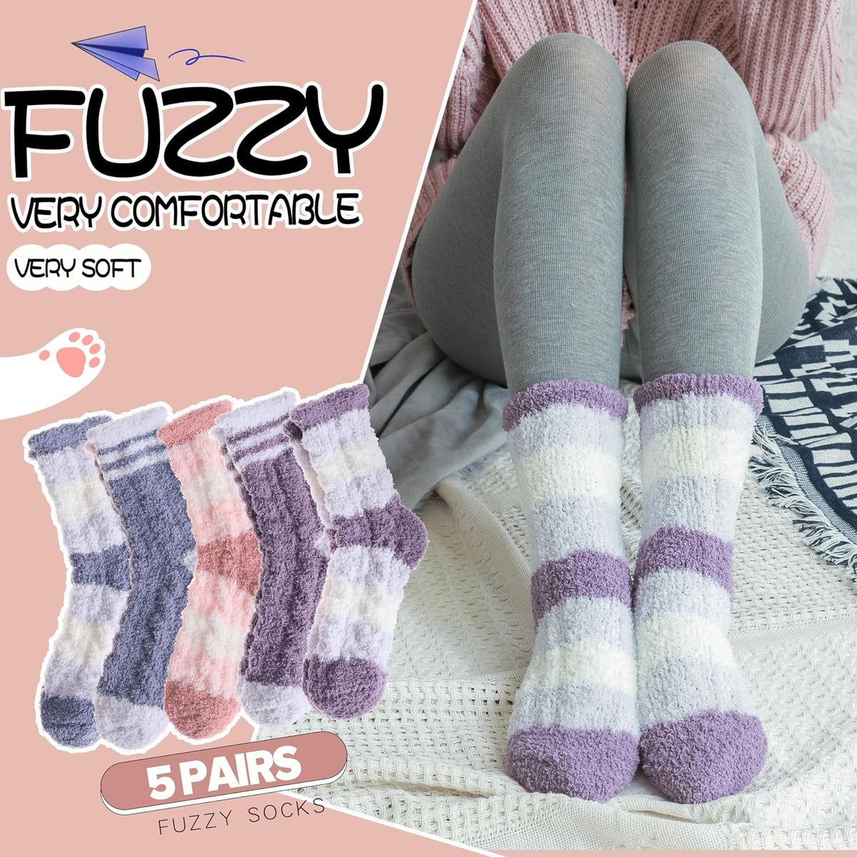 Womens Fuzzy Socks Fleece Fluffy Cabin Plh Warm Sleep Soft Cozy Winter Adult Socks