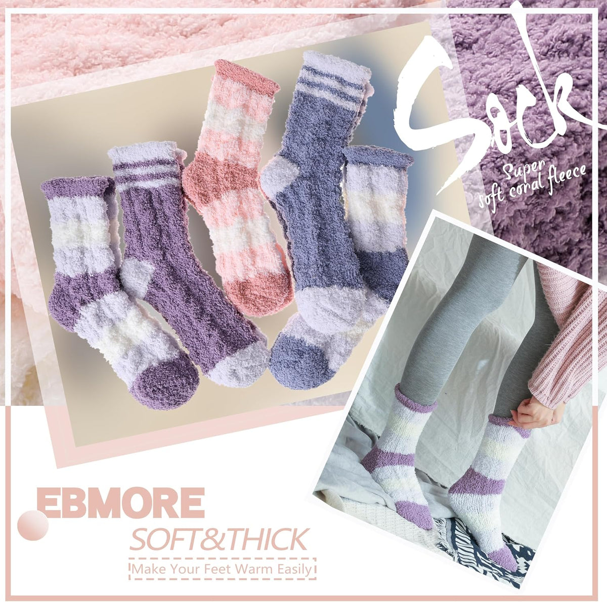 Womens Fuzzy Socks Fleece Fluffy Cabin Plh Warm Sleep Soft Cozy Winter Adult Socks