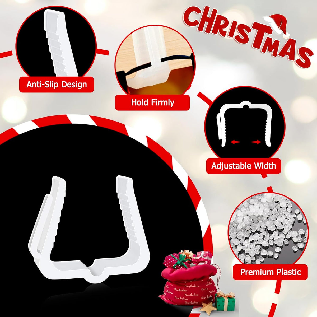 Christmas Light Hanger Clips, Fascia Board Clips, Deck Banister Light Clips, Plastic Holiday Light Clips for Christmas Fascia Board Roof Gutter Fence Eave Decoration (30 PCS, 1 5/8")