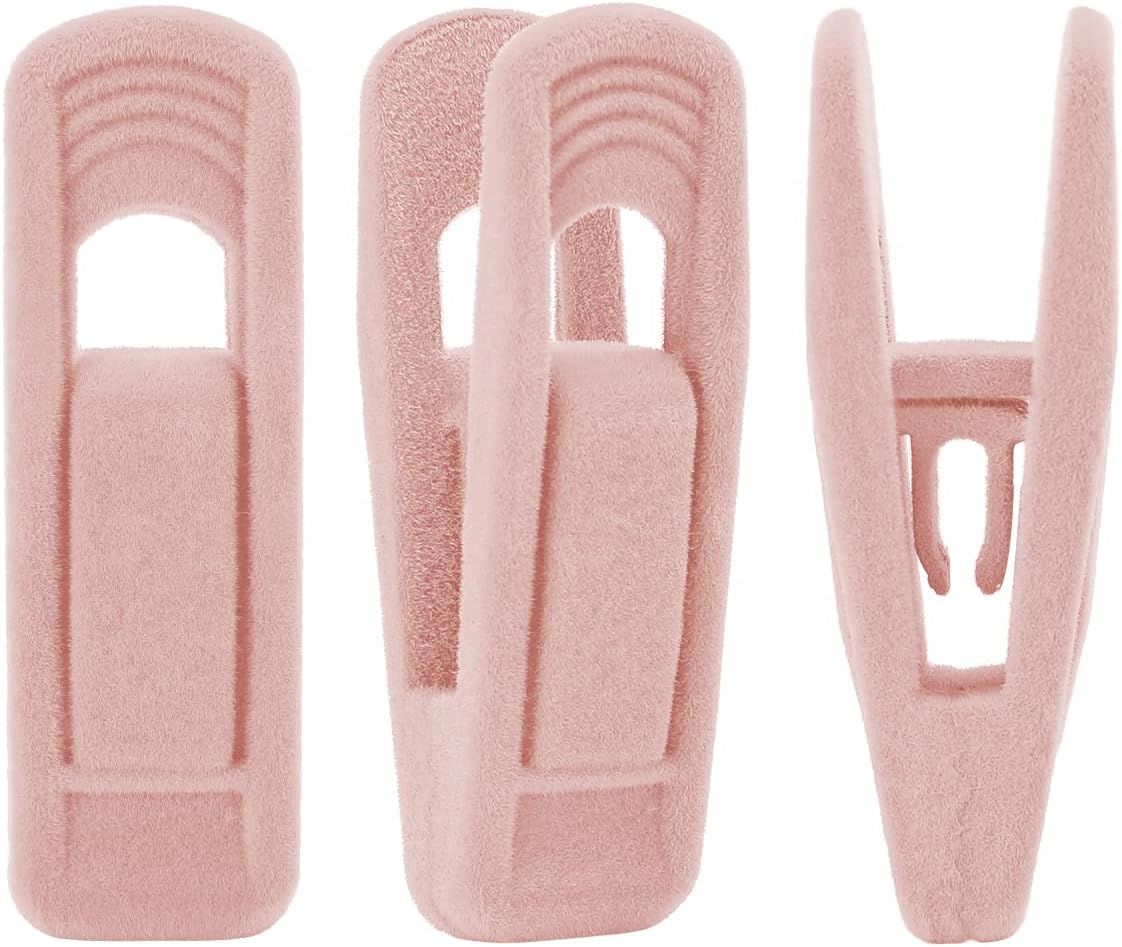 Light Pink Velvet Hangers - Strong Finger Clips for Thin Hangers, Perfect for Suits, Skirts, Pants & Baby Clothes