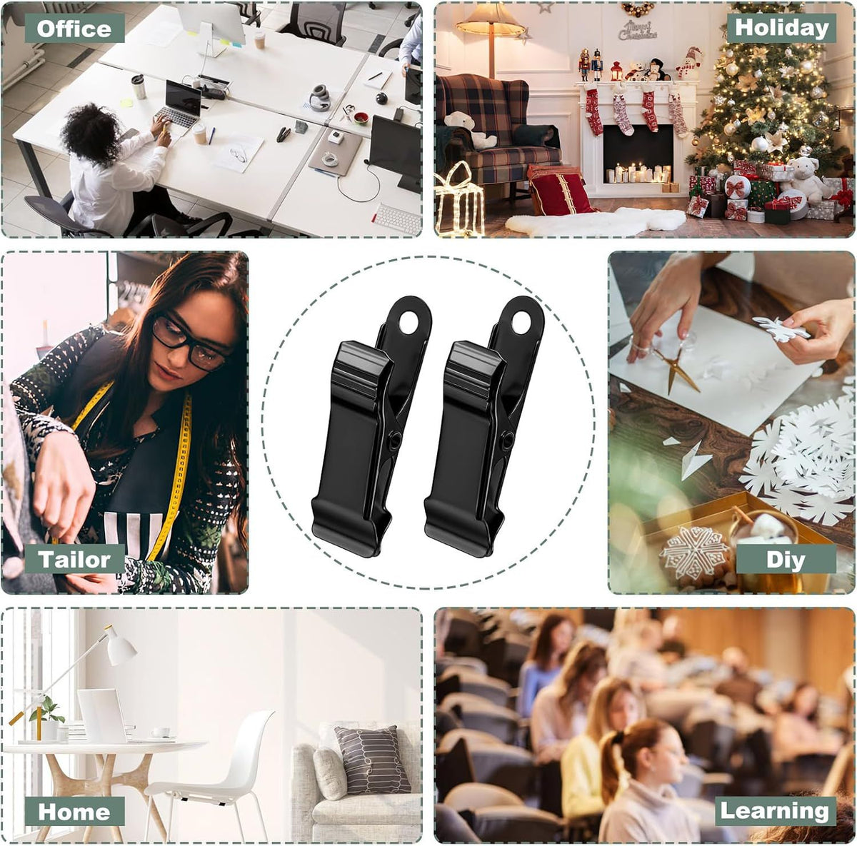 30 PCS Black Mini Clips for Crafts, 1.58 Inch X 0.5 Inch Metal Alligator Clamps, Sturdy Spring Clips, Hanging Crocodile Clips for Wires Photo Snacks Paper Christmas DIY Decoration