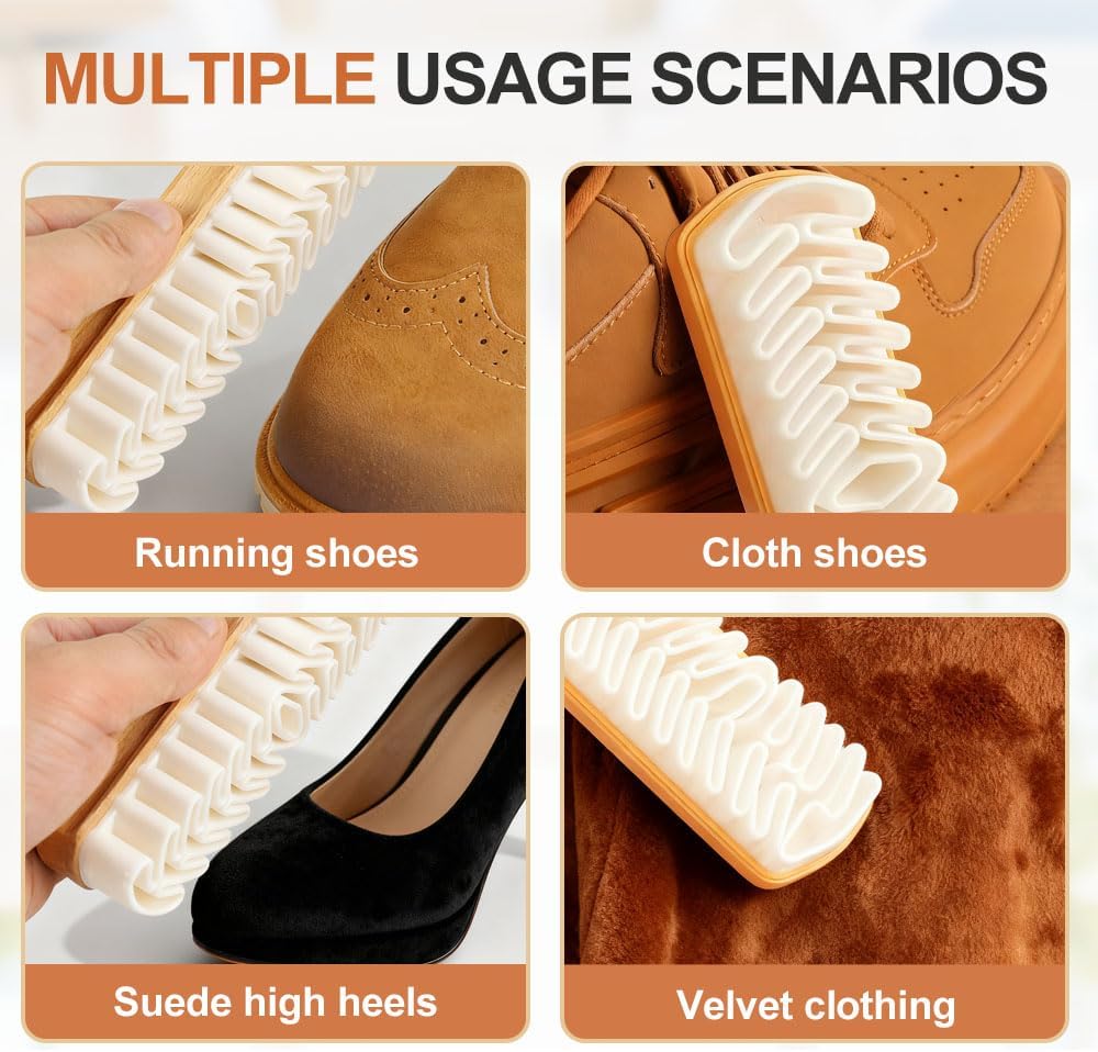 Suede Shoe Brush, Rubber Polish Eraser with Soft Bristle Brush for Suede Cleaner and Nubuck Brush (2 pcs)