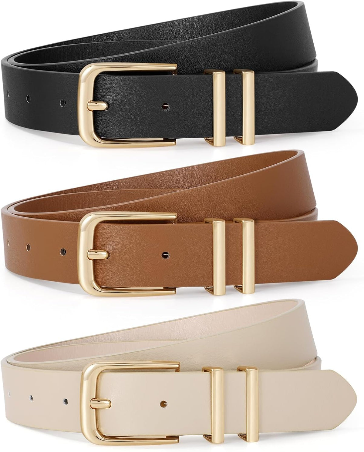 3 Pack Women Belts For Jeans Pants Dresses Ladies Leather Waist Belts